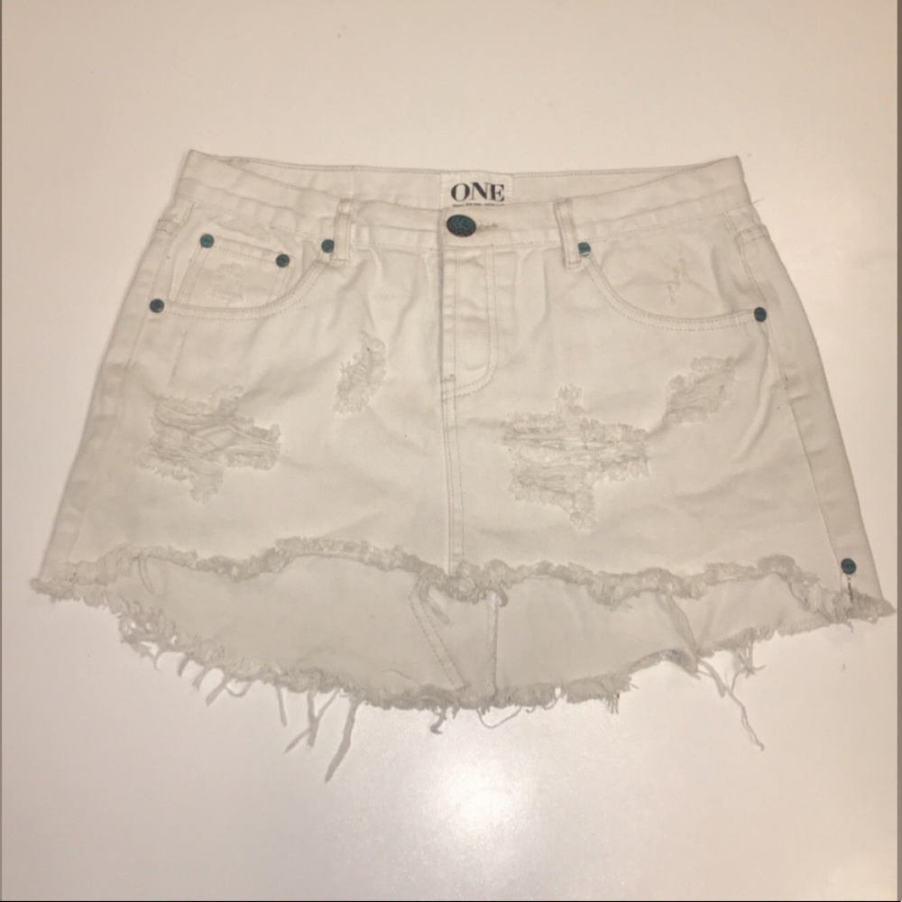 One Teaspoon Junkyard Mini Skirt in White